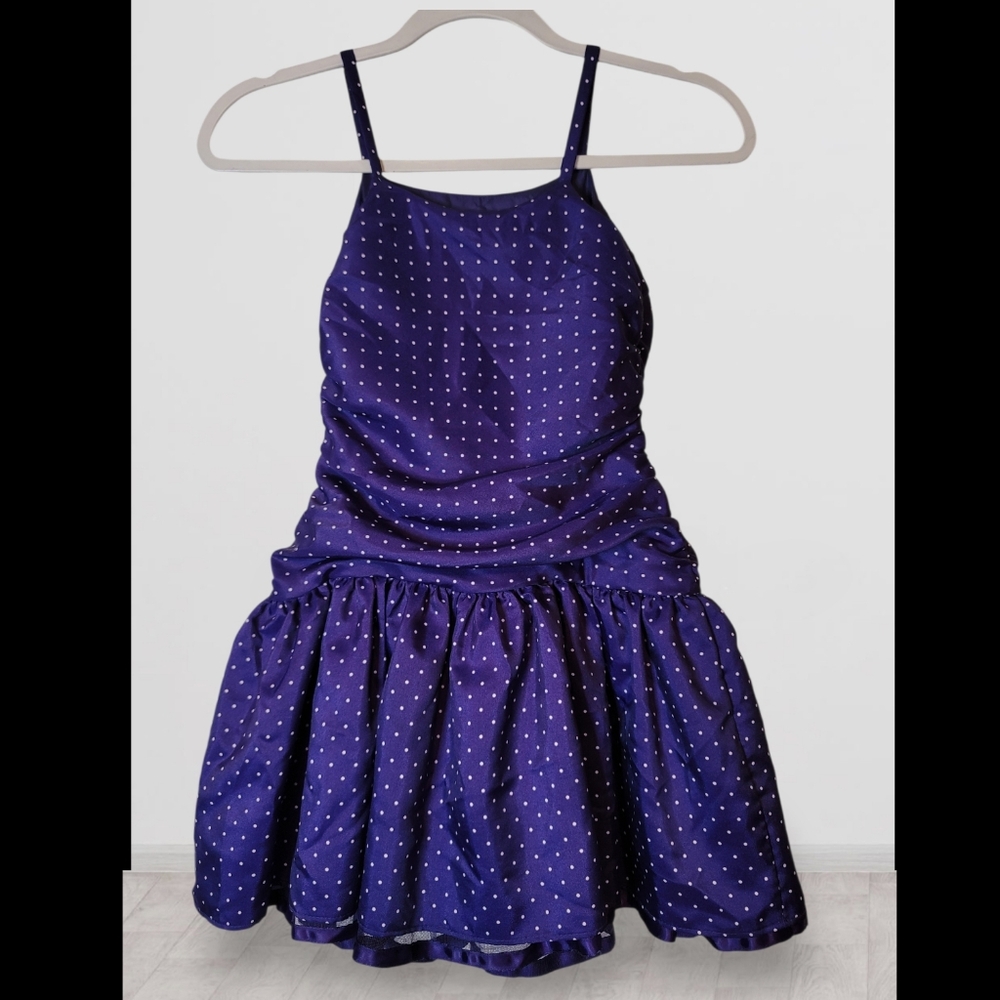 Chaps Purple Polka Dot Dress  Kids Size: 7 - Picture 2 of 6